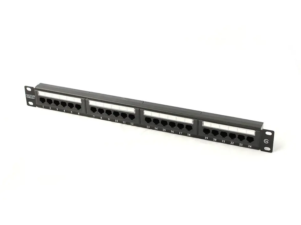 ⁨Patch panel 19 "24-port, 5e, U / UTP, 1U, black (complete)⁩ at Wasserman.eu