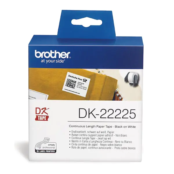⁨Brother rolki papierowe 38mm x 30.48m, biała, 1 szt., DK22225, do drukowania etykiet⁩ w sklepie Wasserman.eu