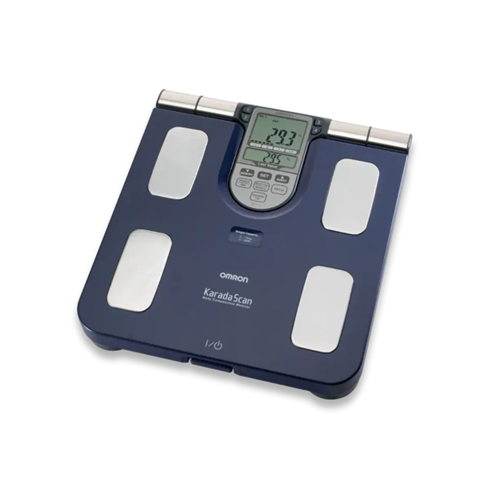 ⁨Omron BF511 Square Blue Electronic personal scale⁩ at Wasserman.eu