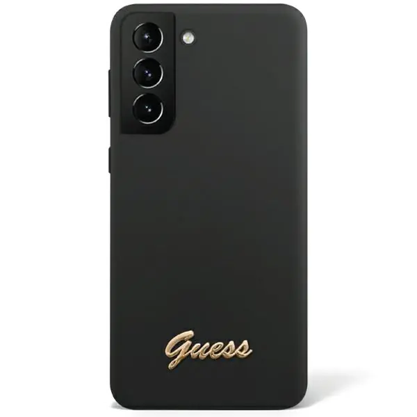 ⁨Guess GUHCS23MSLSMK S23+ S916 czarny/black hardcase Silicone Vintage Gold Logo⁩ w sklepie Wasserman.eu