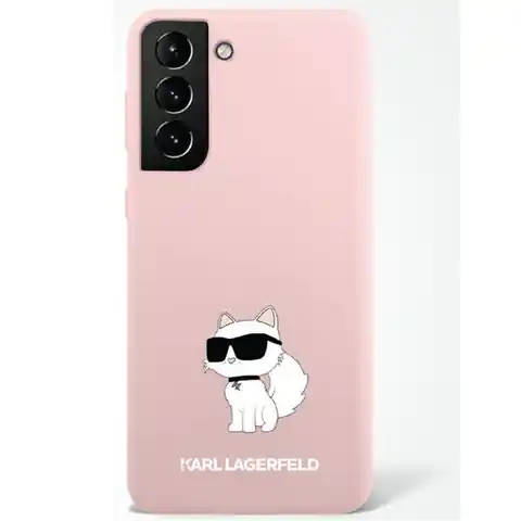 ⁨Karl Lagerfeld KLHCS23LSNCHBCP S23 Ultra S918 hardcase różowy/pink Silicone Choupette⁩ w sklepie Wasserman.eu