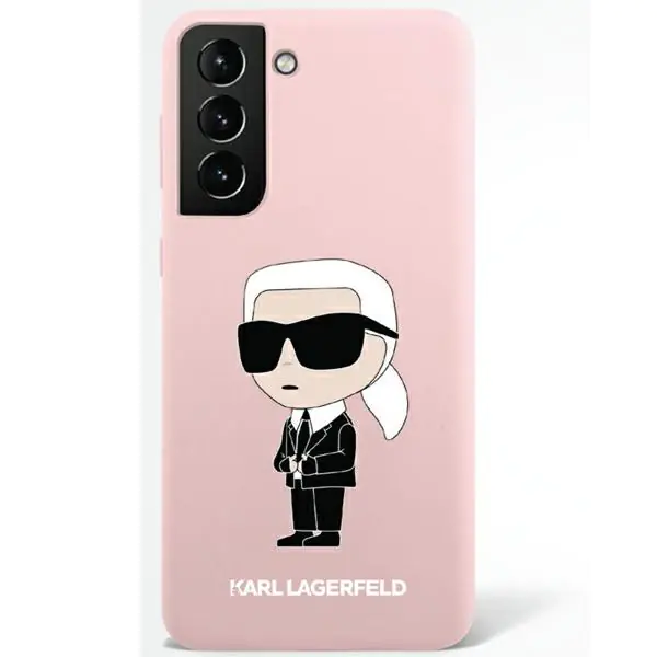 ⁨Karl Lagerfeld KLHCS23LSNIKBCP Sam S23 S918 Ultra hardcase różowy/pink Silicone Ikonik⁩ w sklepie Wasserman.eu