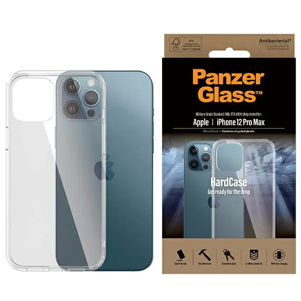 ⁨PanzerGlass ClearCase iPhone 12 Pro Max Antibacterial Military grade clear 0425⁩ w sklepie Wasserman.eu