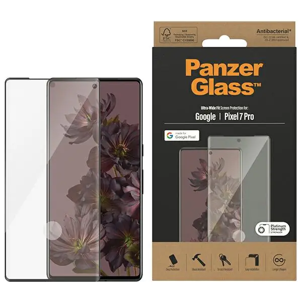 ⁨PanzerGlass Ultra-Wide Fit Pixel 7 Pro Screen Protection Antibacterial czarny/black 4773⁩ w sklepie Wasserman.eu