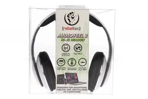 ⁨Stereo słuchawki z mikrofonem 4pin mini jack AUDIOFEEL2 WHITE⁩ w sklepie Wasserman.eu