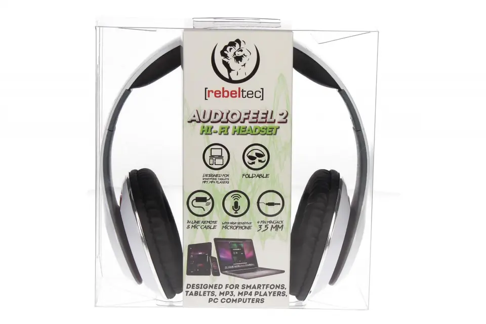 Stereo słuchawki z mikrofonem 4pin mini jack AUDIOFEEL2 WHITE w sklepie Wasserman.eu