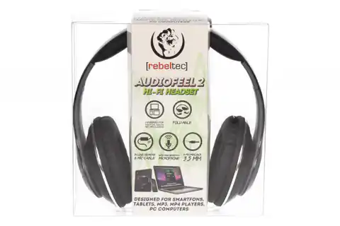 ⁨Słuchawki stereo z mikrofonem, 4pin mini jack AUDIOFEEL2 BLACK⁩ w sklepie Wasserman.eu