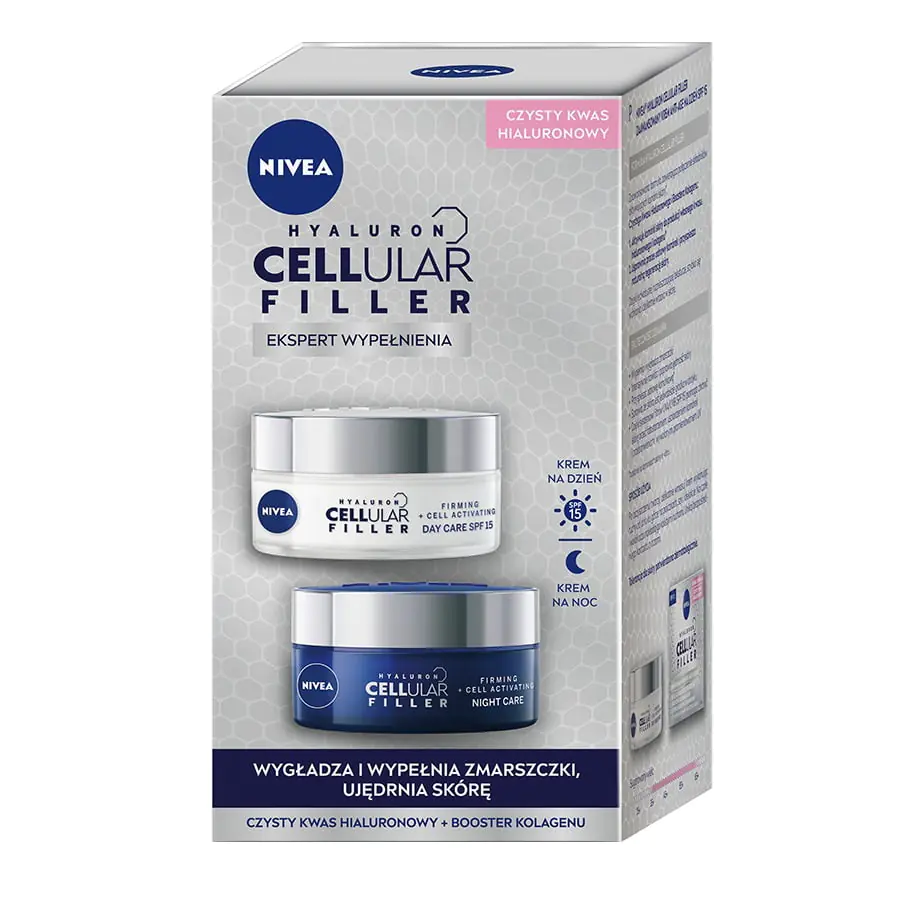 ⁨Nivea Zestaw Cellular Filler przeciwzmarszczkowy krem na dzień 50ml + przeciwzmarszczkowy krem na noc 50ml⁩ w sklepie Wasserman.eu