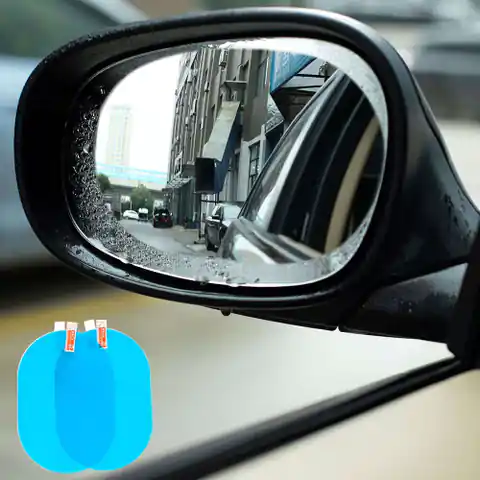 ⁨2x Nano Anti-Fog Rain Foil for Car Side Mirror for Car 135x95mm⁩ at Wasserman.eu