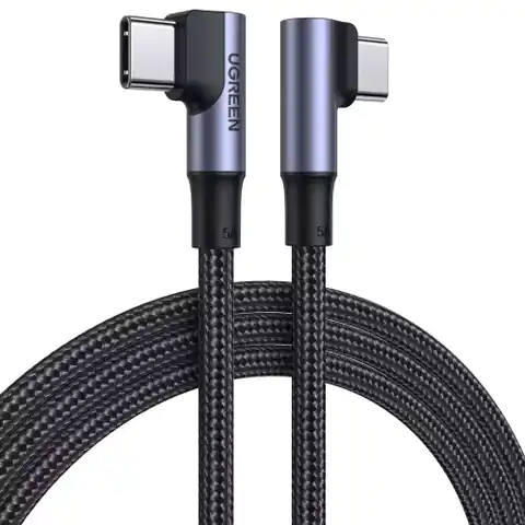 ⁨Kabel kątowy UGREEN USB Typ C - USB Typ C Quick Charge Power Delivery 100 W 5 A 2 m czarny (US335 70698)⁩ w sklepie Wasserman.eu