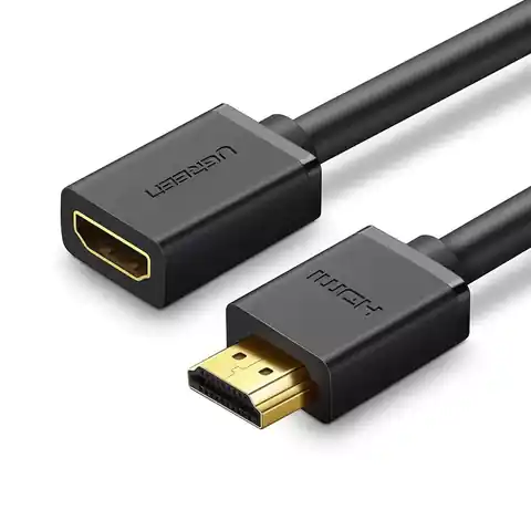 ⁨Kabel UGREEN przewód przedłużacz HDMI (żeński) - HDMI (męski) 19 pin 1.4v 4K 60Hz 30AWG 2m czarny (10142)⁩ w sklepie Wasserman.eu