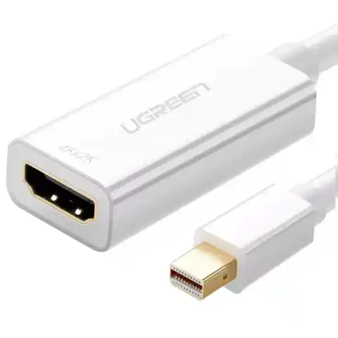 ⁨Kabel UGREEN adapter przejściówka FHD (1080p) HDMI (żeński) - Mini DisplayPort (męski - Thunderbolt 2.0) biały (MD112 10460)⁩ w sklepie Wasserman.eu
