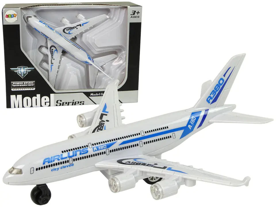 ⁨Passenger Plane White with Blue Elements Drive Light Sounds⁩ at Wasserman.eu