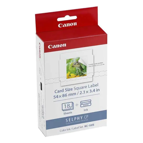 ⁨Labels Canon Selphy CP XXX, white, 18, pcs. pcs., KC18IS, for dye-sublimation printers, 54x86mm, including steam foil⁩ at Wasserman.eu