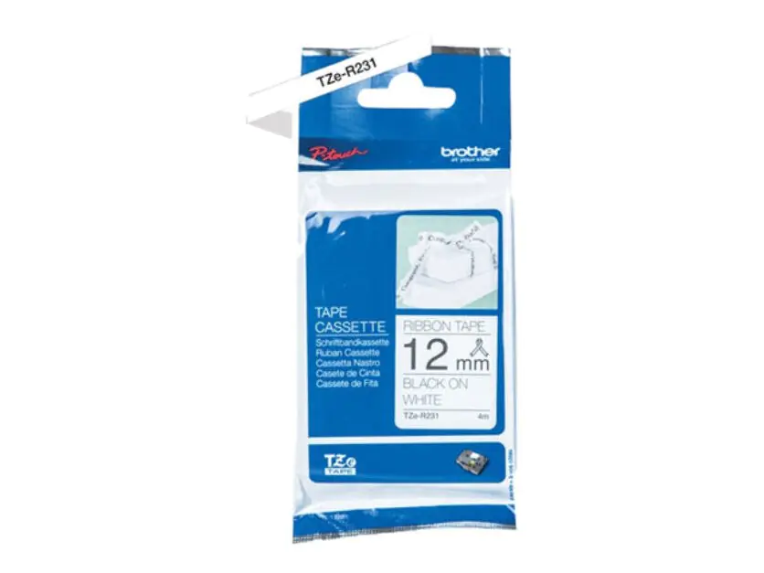 ⁨Brother Kaseta z taśmą etykietującą TZe-R231 Czarno na białym, TZe, 4 m⁩ w sklepie Wasserman.eu
