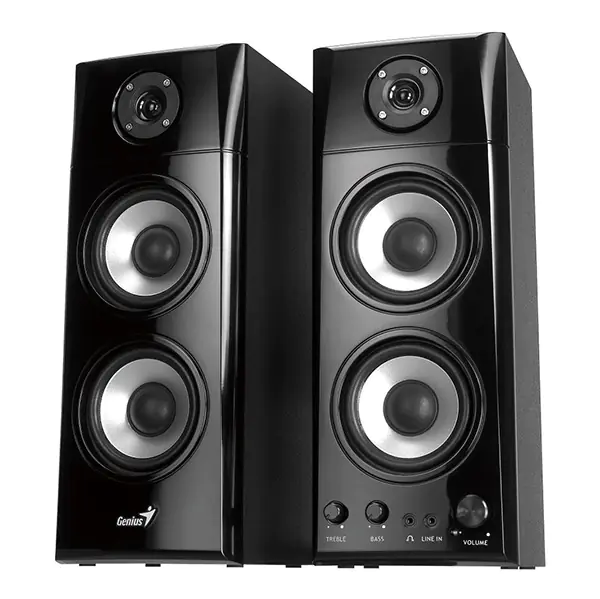 ⁨Genius Speakers SP-HF1800A v2, 2.0, 60W, black, volume control, wooden⁩ at Wasserman.eu