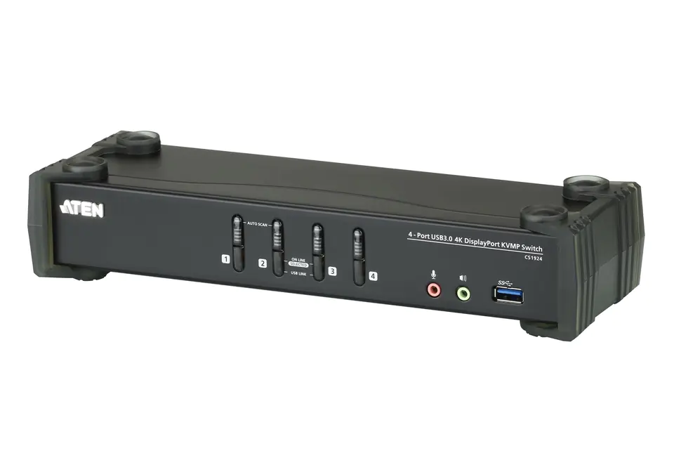 ATEN 4-Port USB 3.1 Gen 1 4K DisplayPort 1.2 KVMP™ Switch with Audio (KVM cables included) at Wasserman.eu