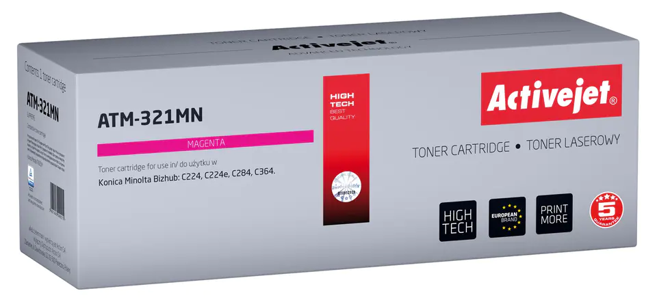 ⁨Activejet ATM-321MN Toner (zamiennik Konica Minolta TN321M; Supreme; 25000 stron; czerwony)⁩ w sklepie Wasserman.eu