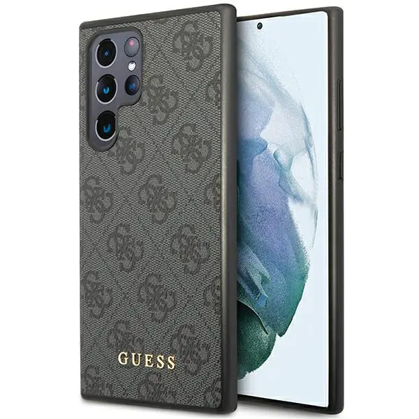 ⁨Guess GUHCS23LG4GFGR S23 Ultra S918 szary/grey hardcase 4G Metal Gold Logo⁩ w sklepie Wasserman.eu