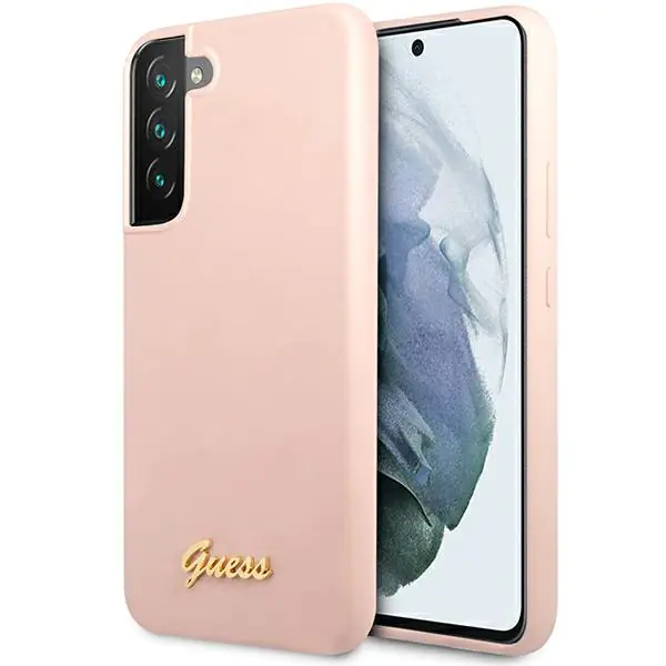 ⁨Guess GUHCS23SLSLMGPP S23 S911 różowy/pink hardcase Silicone Script Metal Logo⁩ w sklepie Wasserman.eu