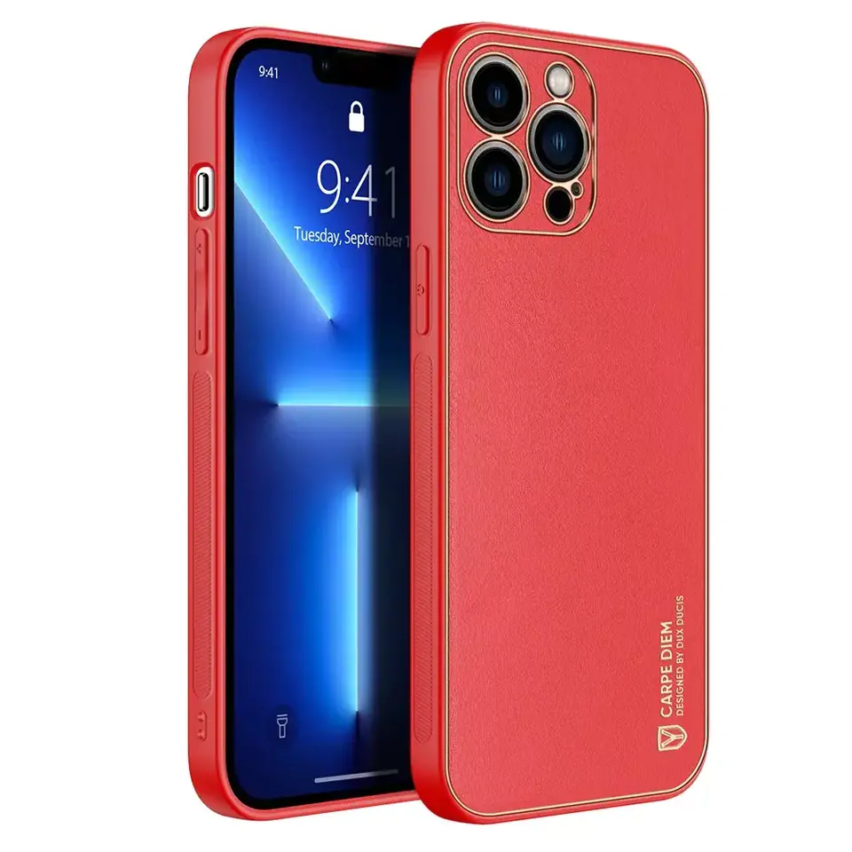 Dux Ducis Yolo eleganckie etui pokrowiec ze skóry ekologicznej iPhone 13 Pro Max czerwony w sklepie Wasserman.eu