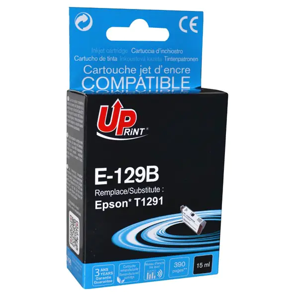 ⁨UPrint kompatybilny ink / tusz z C13T12914010, T1291, E-129B, black, 14ml⁩ w sklepie Wasserman.eu