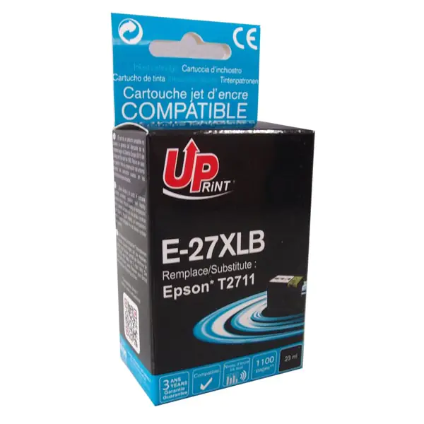 ⁨UPrint kompatybilny ink / tusz z C13T27114010, 27XL, E-27XLB, black, 1100s, 23ml⁩ w sklepie Wasserman.eu