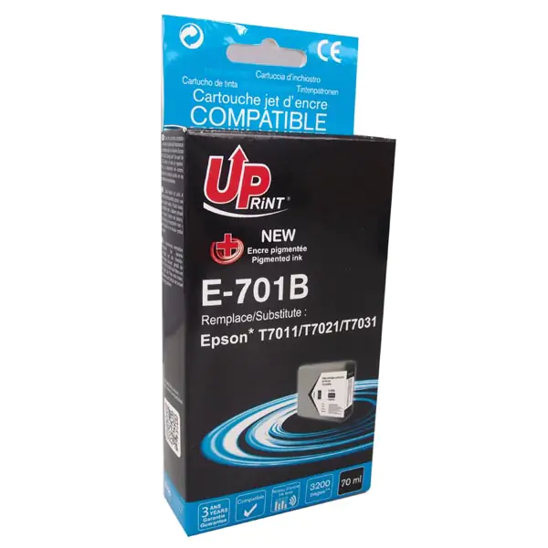 ⁨UPrint compatible ink/ink with C13T70114010, black, 3200s, 60ml, E-701B, Epson WorkForce Pro WP4000, 4500 series⁩ at Wasserman.eu