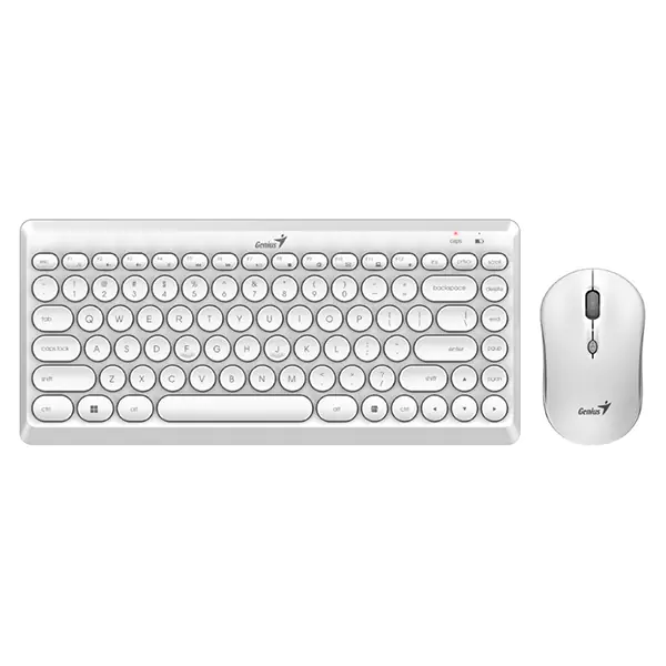 ⁨Genius LuxeMate Q8000, keyboard kit with wireless optical mouse, 4x AAA, B/SK, classic, 2.4 [Ghz], wireless, white⁩ at Wasserman.eu