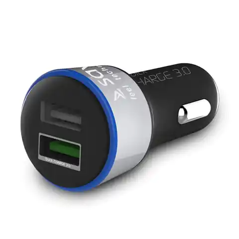 ⁨Ładowarka samochodowa do smartfona SAVIO Quick Charge 3.0 SA-06/B (2400 mA, 3000 mA; USB)⁩ w sklepie Wasserman.eu