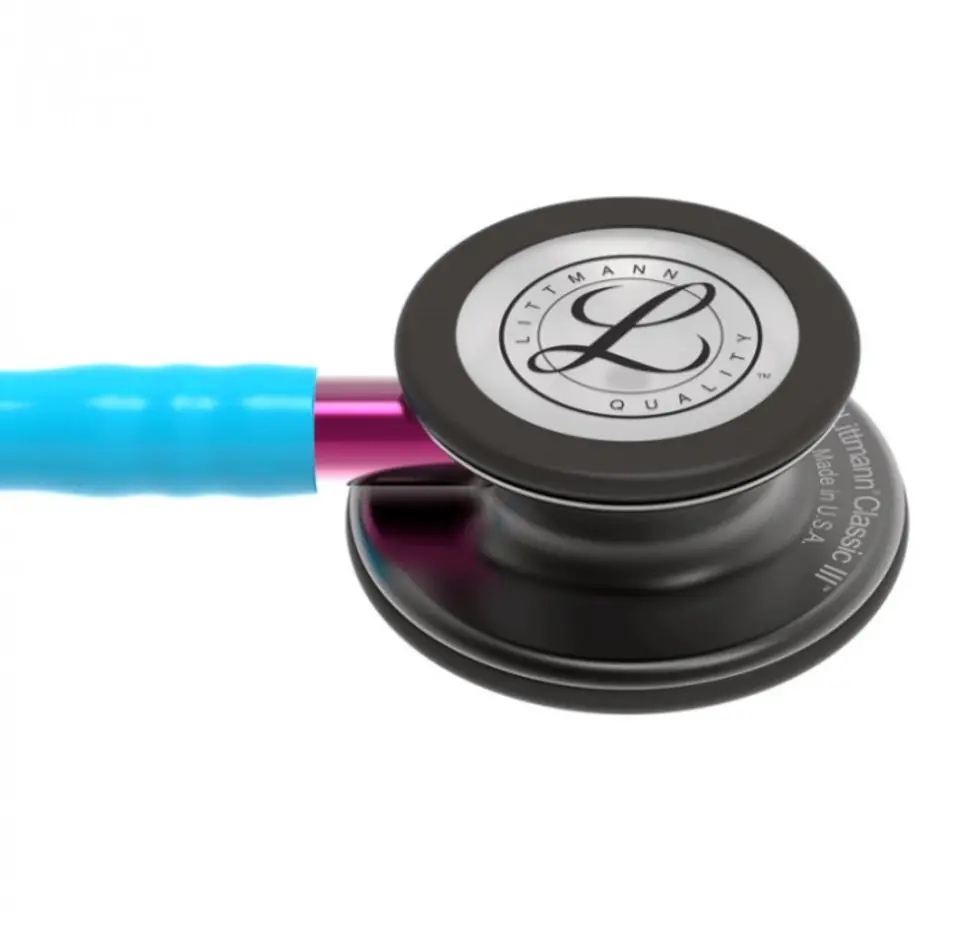 ⁨Stetoskop Littmann Classic III 5872 Stetoskop internistyczny Smoke, przewód turkusowy, lira - smoke, trzonek różowy⁩ w sklepie Wasserman.eu