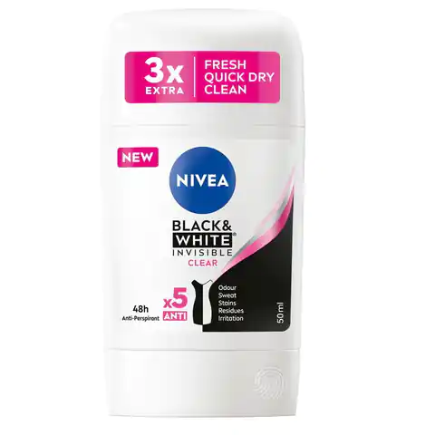 ⁨Nivea BlackWhite Invisible Clear antyperspirant w sztyfcie 50ml⁩ w sklepie Wasserman.eu