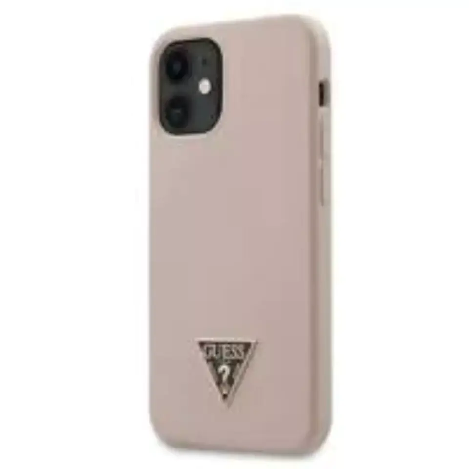 ⁨Guess GUHCP12SLSTMLP iPhone 12 mini 5,4" jasnoróżowy/light pink hardcase Silicone Triangle Logo⁩ w sklepie Wasserman.eu