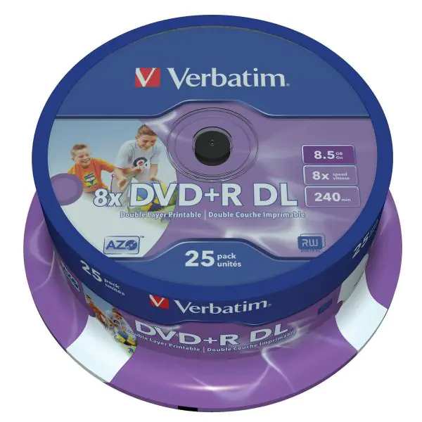 ⁨Verbatim 43667 blank DVD 8.5 GB DVD+R DL 25 pc(s)⁩ at Wasserman.eu