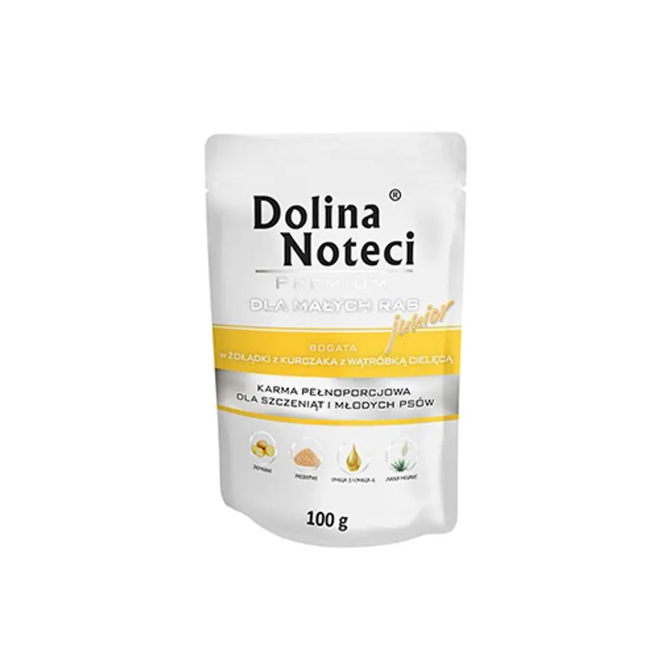 ⁨DOLINA NOTECI JUNIOR SMALL BREEDS RICH IN CHICKEN AND VEAL LIVERWORT 100g⁩ at Wasserman.eu