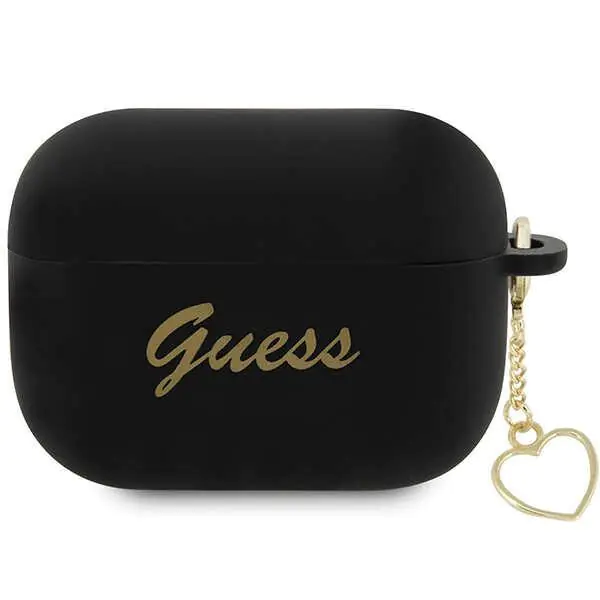 ⁨Guess GUAP2LSCHSK AirPods Pro 2 cover czarny/black Silicone Charm Heart Collection⁩ w sklepie Wasserman.eu