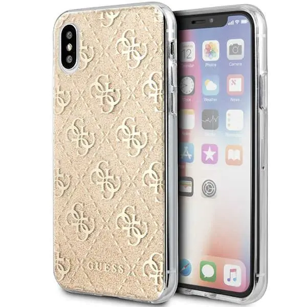 ⁨Guess GUHCPXPCU4GLGO iPhone X/Xs złoty/gold hard case 4G Glitter⁩ w sklepie Wasserman.eu