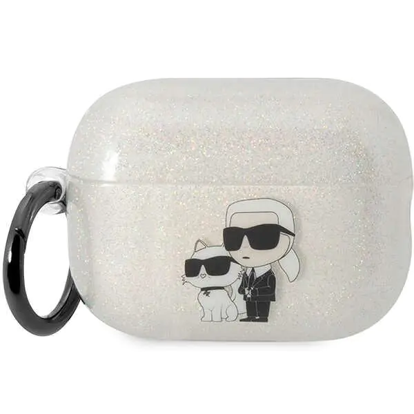 ⁨Karl Lagerfeld KLAP2HNKCTGT Airpods Pro 2 cover transparent Gliter Karl&Choupette⁩ w sklepie Wasserman.eu