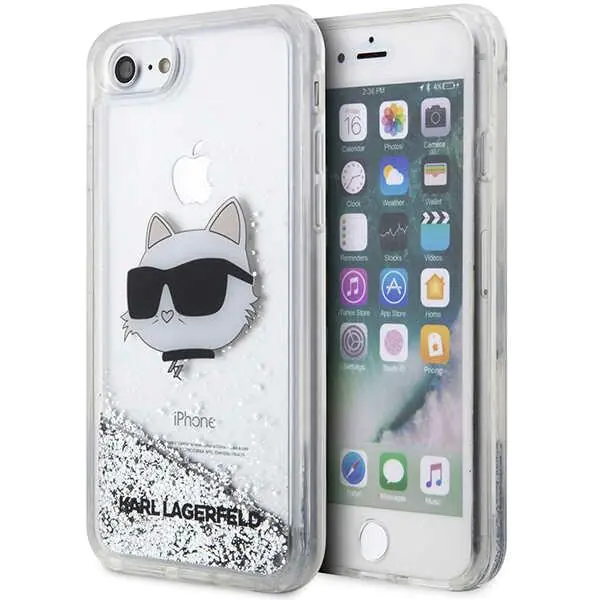 ⁨Karl Lagerfeld KLHCI8LNCHCS iPhone 7/8/ SE 2020/2022 srebrny/silver hardcase Glitter Choupette Head⁩ w sklepie Wasserman.eu