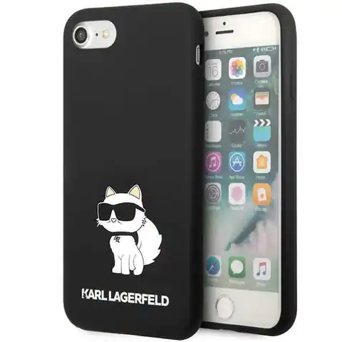⁨Karl Lagerfeld KLHCI8SNCHBCK iPhone 7/8/ SE 2020/2022 hardcase czarny/black Silicone Choupette⁩ w sklepie Wasserman.eu
