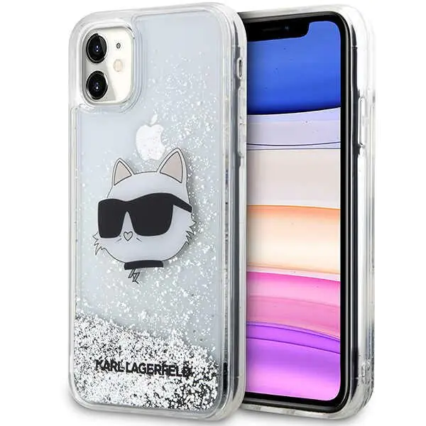 ⁨Karl Lagerfeld KLHCN61LNCHCS iPhone 11/ XR srebrny/silver hardcase Glitter Choupette Head⁩ w sklepie Wasserman.eu