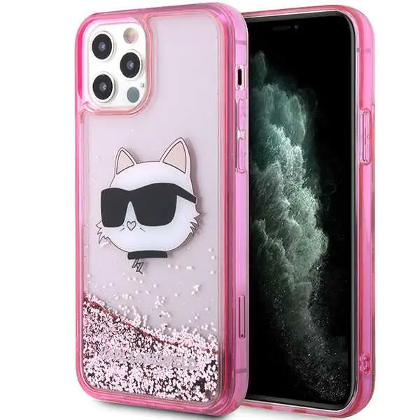 ⁨Karl Lagerfeld KLHCP12MLNCHCP iPhone 12/ 12 Pro 6,1" różowy/pink hardcase Glitter Choupette Head⁩ w sklepie Wasserman.eu