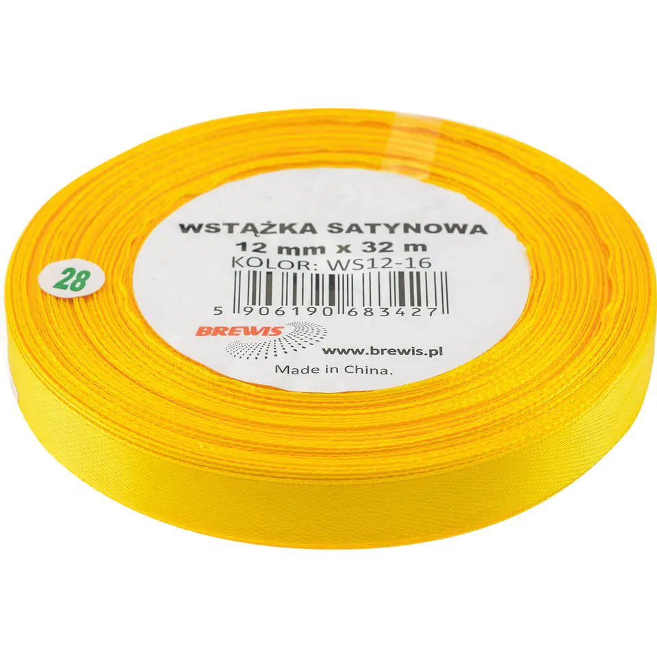 ⁨Wstążka satynowa 12mm/32m 16 żółta BREWIS⁩ w sklepie Wasserman.eu