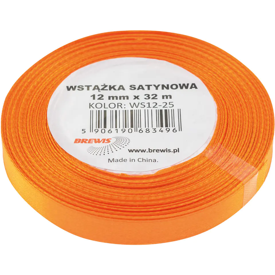 ⁨Wstążka satynowa 12mm/32m pomarańczowa BREWIS⁩ w sklepie Wasserman.eu