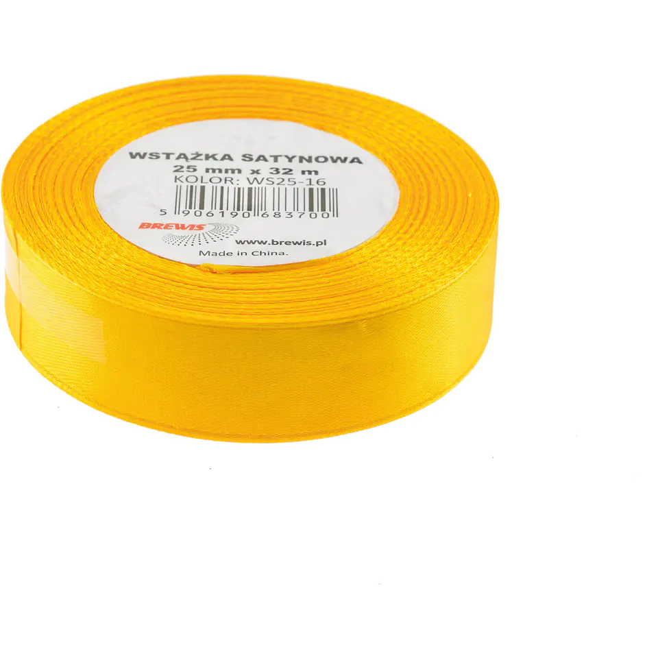⁨Wstążka satynowa 25mm/32m żółta BREWIS⁩ w sklepie Wasserman.eu