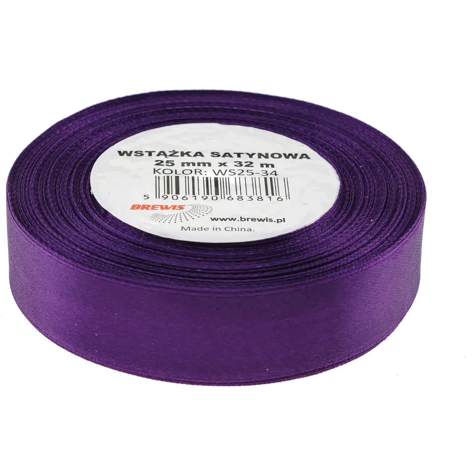 ⁨Wstążka satynowa 25mm/32m fiolet BREWIS⁩ w sklepie Wasserman.eu