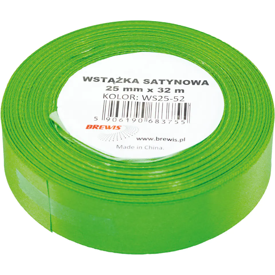⁨Wstążka satynowa 25mm/32m j.zielona BREWIS⁩ w sklepie Wasserman.eu