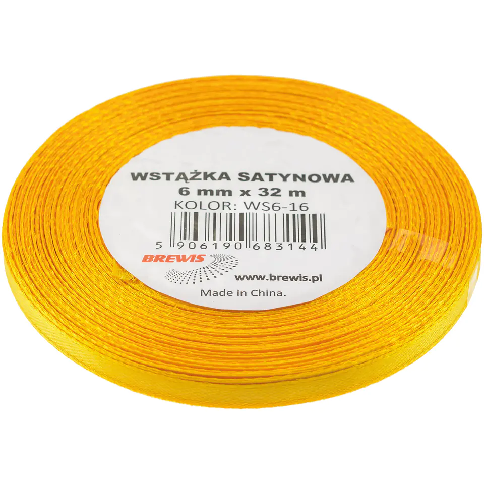 ⁨Wstążka satynowa 6mm/32m żółta BREWIS⁩ w sklepie Wasserman.eu
