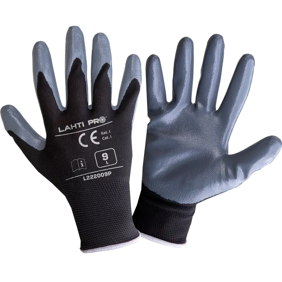 ⁨GLOVES NITRILE BLACK-GREY L222007P, 12PAIRS, "7", CE, LAHTI⁩ at Wasserman.eu