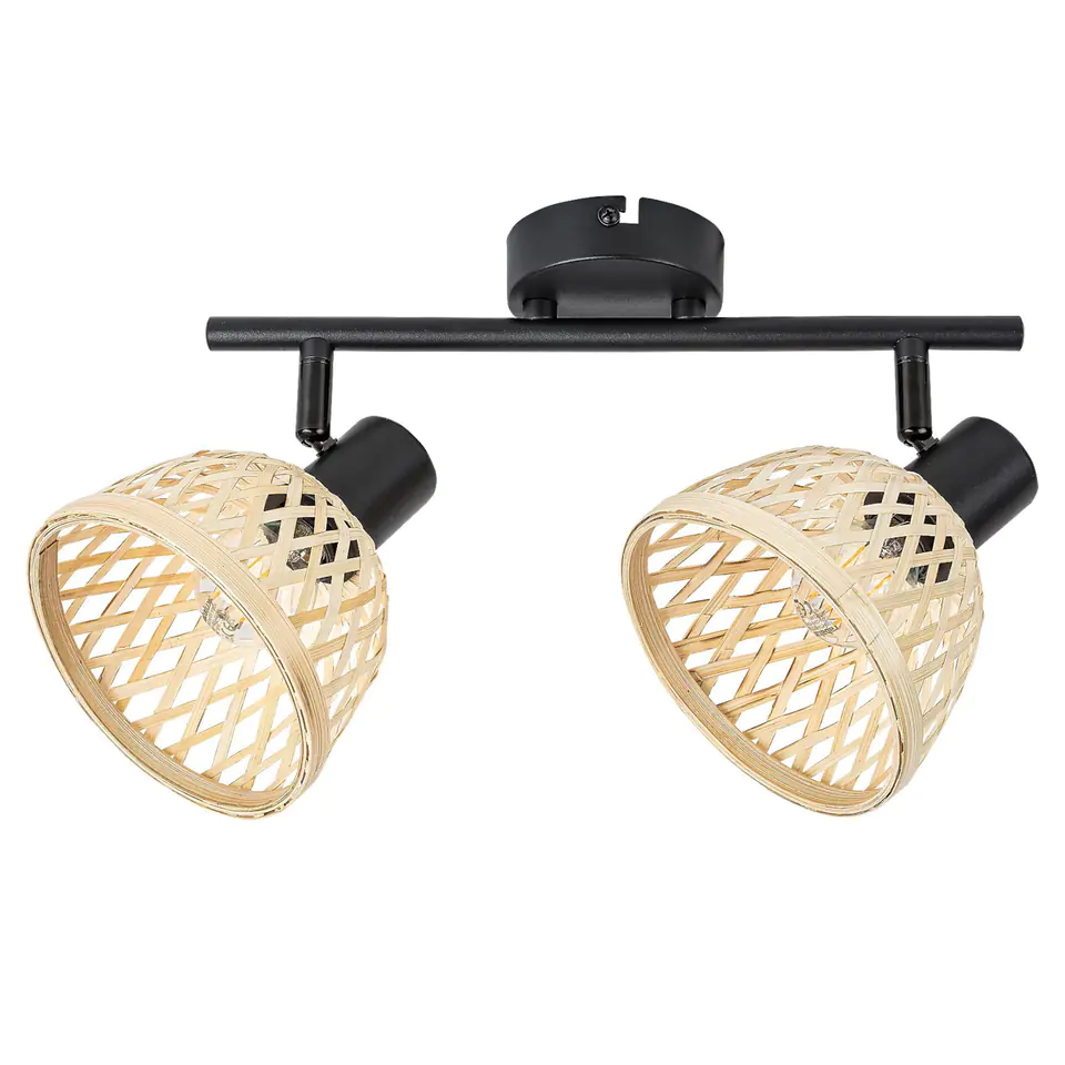 ⁨Lamp Rattan ind. spot E14 2xMAX15W black⁩ at Wasserman.eu